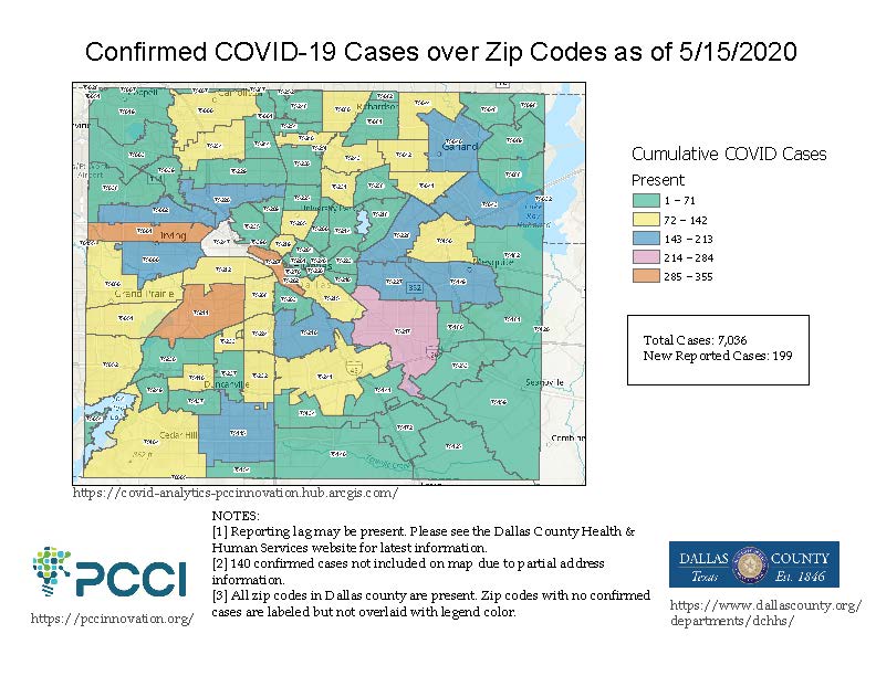05-15-20 Covid-19 Dallas County Zip Code  Case Map
