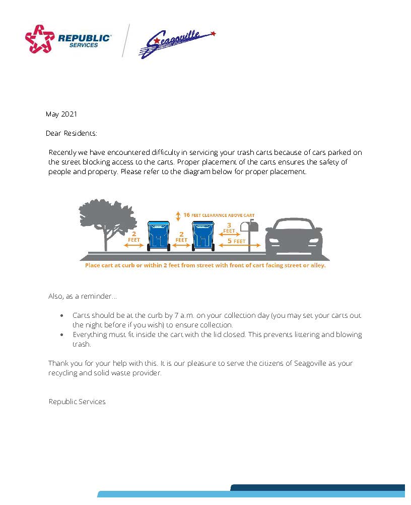 Republic Svcs. Proper Cart Placement